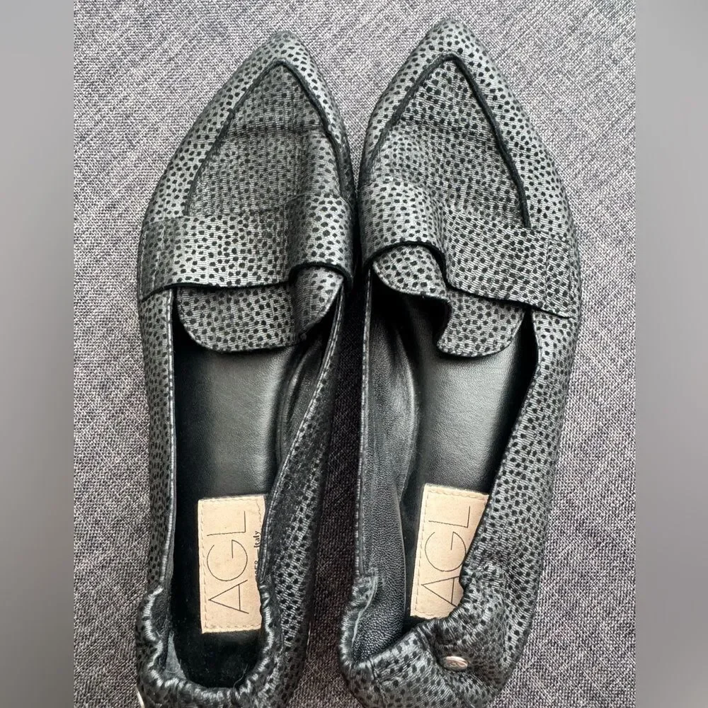 AGL Attilio Giusti Leombruni Micro Pointed Toe Loafer Gray Mini Leopard spot 6